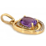 Komplet złoty kolczyki i zawieszka z ametystem