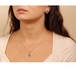 Komplet złoty kolczyki i zawieszka z ametystem