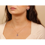 Komplet złoty kolczyki i zawieszka z ametystem