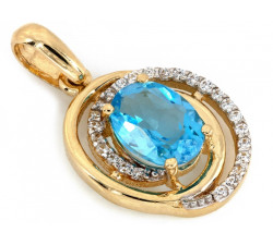 Złote kolczyki i zawieszka z niebieskim oczkiem