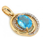 Złote kolczyki i zawieszka z niebieskim oczkiem