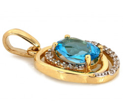 Złote kolczyki i zawieszka z niebieskim oczkiem