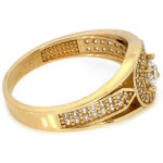 Pierścionek złoty kwadratowa markiza bogato zdobiony cyrkoniami