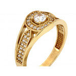 Pierścionek złoty kwadratowa markiza bogato zdobiony cyrkoniami