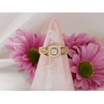 Pierścionek złoty kwadratowa markiza bogato zdobiony cyrkoniami