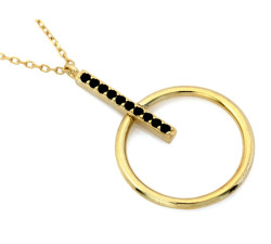 Srebrny pozłacany naszyjnik z cyrkoniami