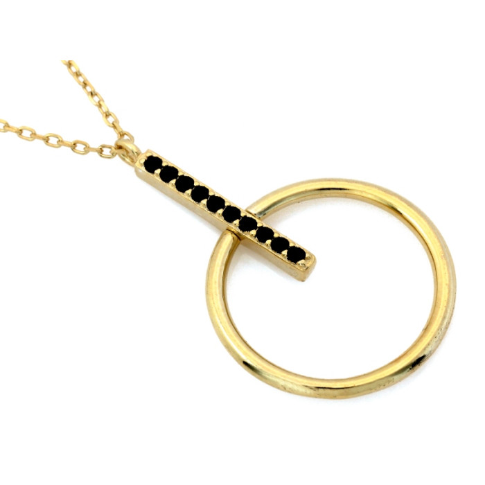 Srebrny pozłacany naszyjnik z cyrkoniami