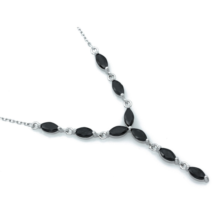 Naszyjnik srebrny z czarnymi cyrkoniami