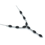 Naszyjnik srebrny z czarnymi cyrkoniami
