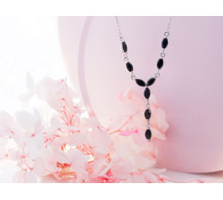 Naszyjnik srebrny z czarnymi cyrkoniami