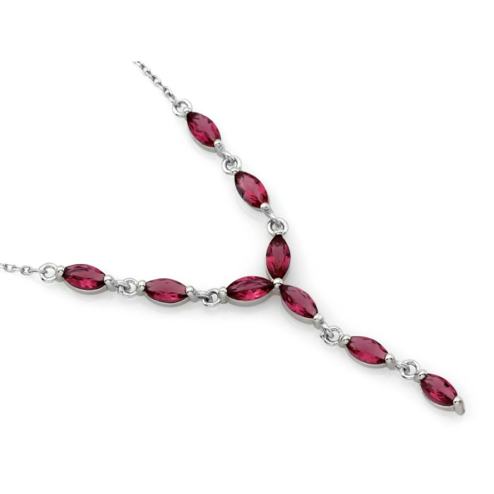Srebrny naszyjnik z różowymi cyrkoniami