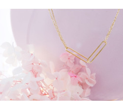 Naszyjnik srebrny pozłacany podwójny z dwoma dużymi ogniwami