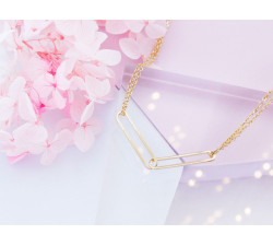 Naszyjnik srebrny pozłacany podwójny z dwoma dużymi ogniwami