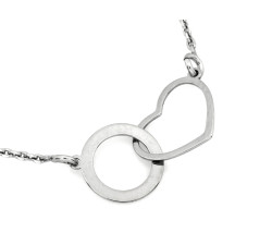 Srebrny naszyjnik z sercem, długość 45cm