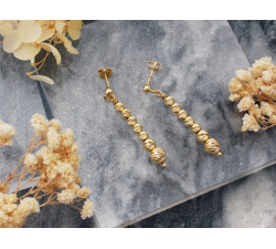 Kolczyki srebrne długie wiszące z kulkami