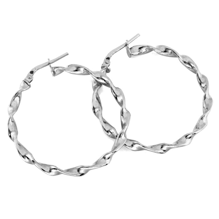 Srebrne kolczyki koła skręcone angielskie 37mm