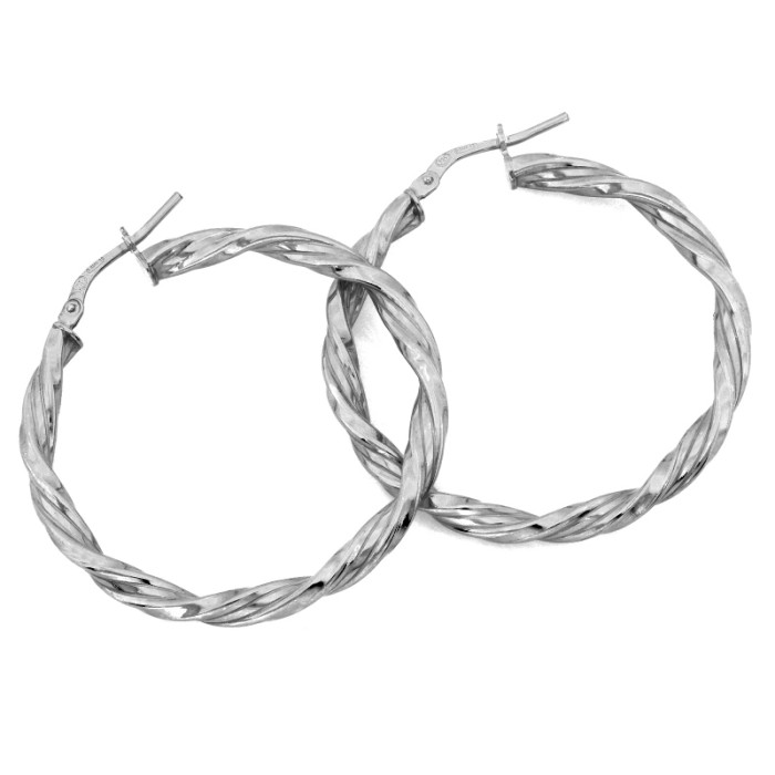 Srebrne kolczyki duże skręcone koła 40mm