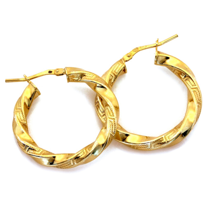 Srebrne kolczyki pozłacane skręcone koła