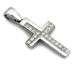 Srebrny krzyżyk z cyrkoniami wisiorek