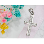 Srebrny krzyżyk z cyrkoniami wisiorek