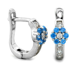 Srebrne kolczyki dla dziewczynki z niebieskim kwiatkiem