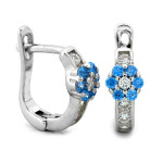 Srebrne kolczyki dla dziewczynki z niebieskim kwiatkiem