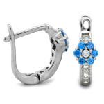 Srebrne kolczyki dla dziewczynki z niebieskim kwiatkiem