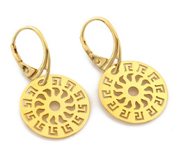 Kolczyki srebrne wiszące pozłacane okrągłe ażurowe