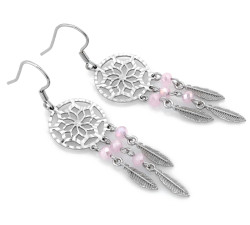 Srebrne kolczyki duży łapacz snów na biglu