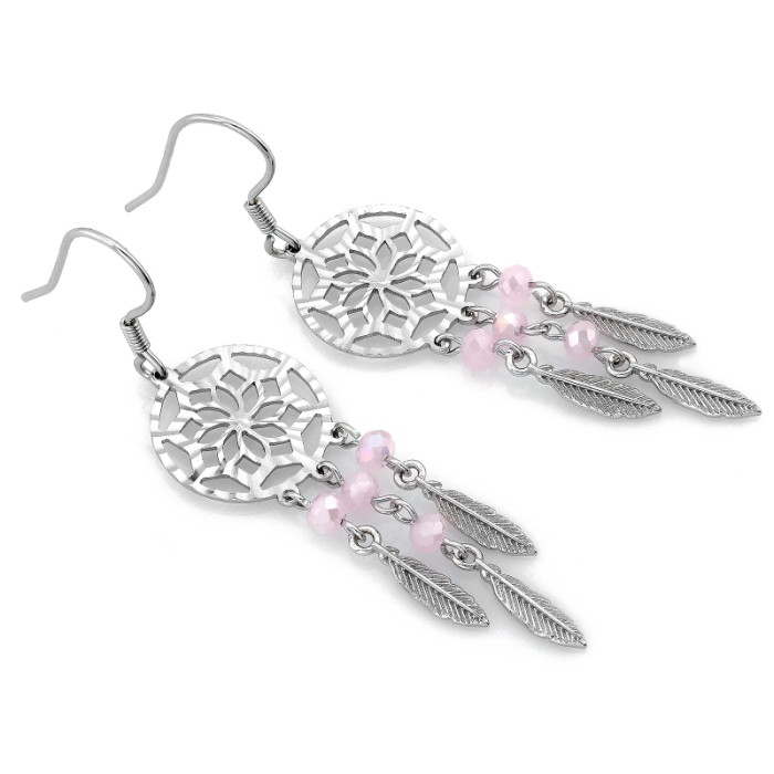 Srebrne kolczyki duży łapacz snów na biglu