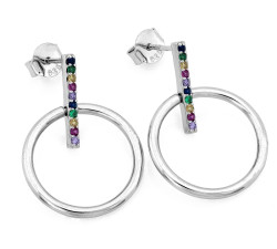 Srebrne kolczyki z cyrkoniami koła