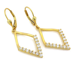 Srebrne kolczyki romby pozłacane z cyrkoniami