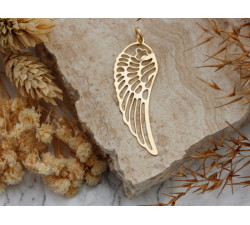 Srebrna zawieszka duże skrzydło pozłacane