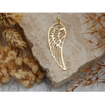 Srebrna zawieszka duże skrzydło pozłacane