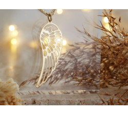Srebrna zawieszka duże skrzydło pozłacane