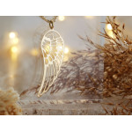 Srebrna zawieszka duże skrzydło pozłacane