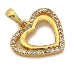 Srebrne serce pozłacane z cyrkoniami