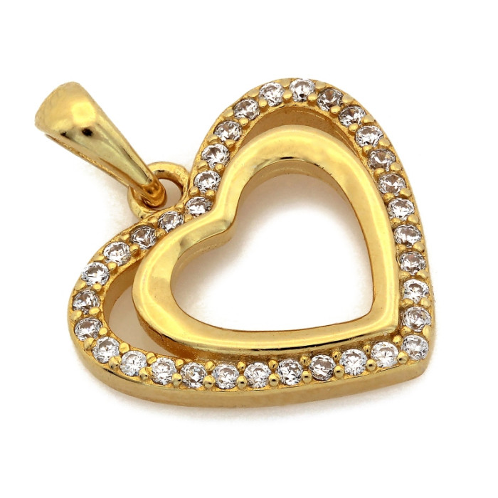 Srebrne serce pozłacane z cyrkoniami