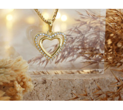 Srebrne serce pozłacane z cyrkoniami