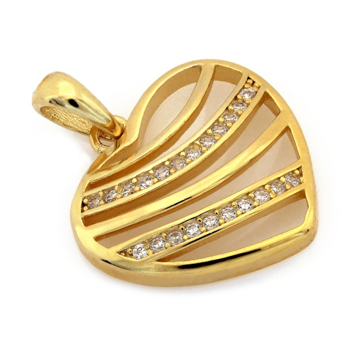 Srebrne serce pozłacane z cyrkoniami