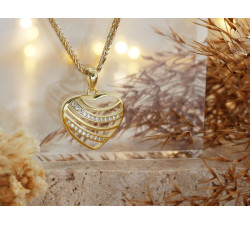 Srebrne serce pozłacane z cyrkoniami