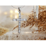 Srebrny krzyżyk z cyrkoniami wisiorek