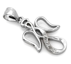 Srebrny aniołek z cyrkoniami wisiorek zawieszka