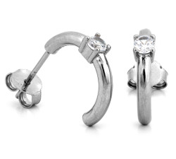 Srebrne kolczyki subtelne z cyrkonią na sztyfcie