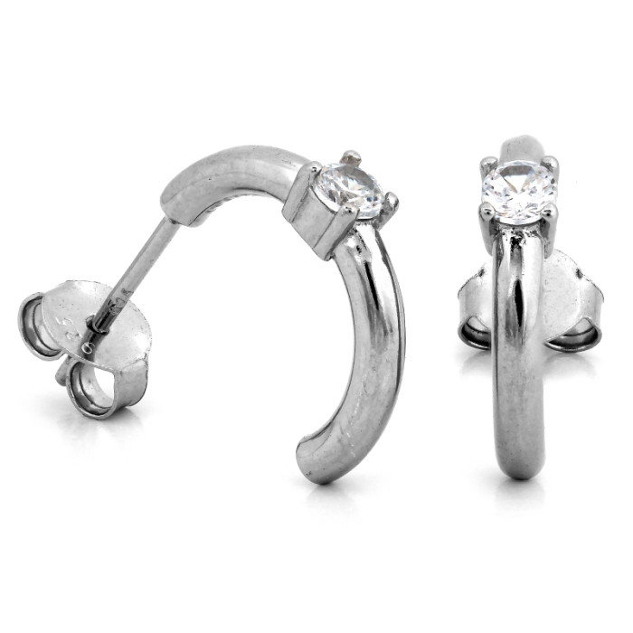 Srebrne kolczyki subtelne z cyrkonią na sztyfcie