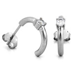 Srebrne kolczyki subtelne z cyrkonią na sztyfcie