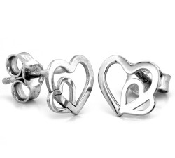 Srebrne kolczyki z sercami