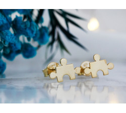 Srebrne kolczyki pozłacane puzzel