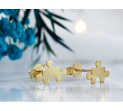 Srebrne kolczyki pozłacane puzzel