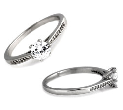 Pierścionek srebrny z cyrkoniami - elegancka klasyka